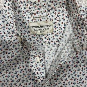 Denim & Supply Ralph Lauren White Shirt with Red & Blue Floral Print